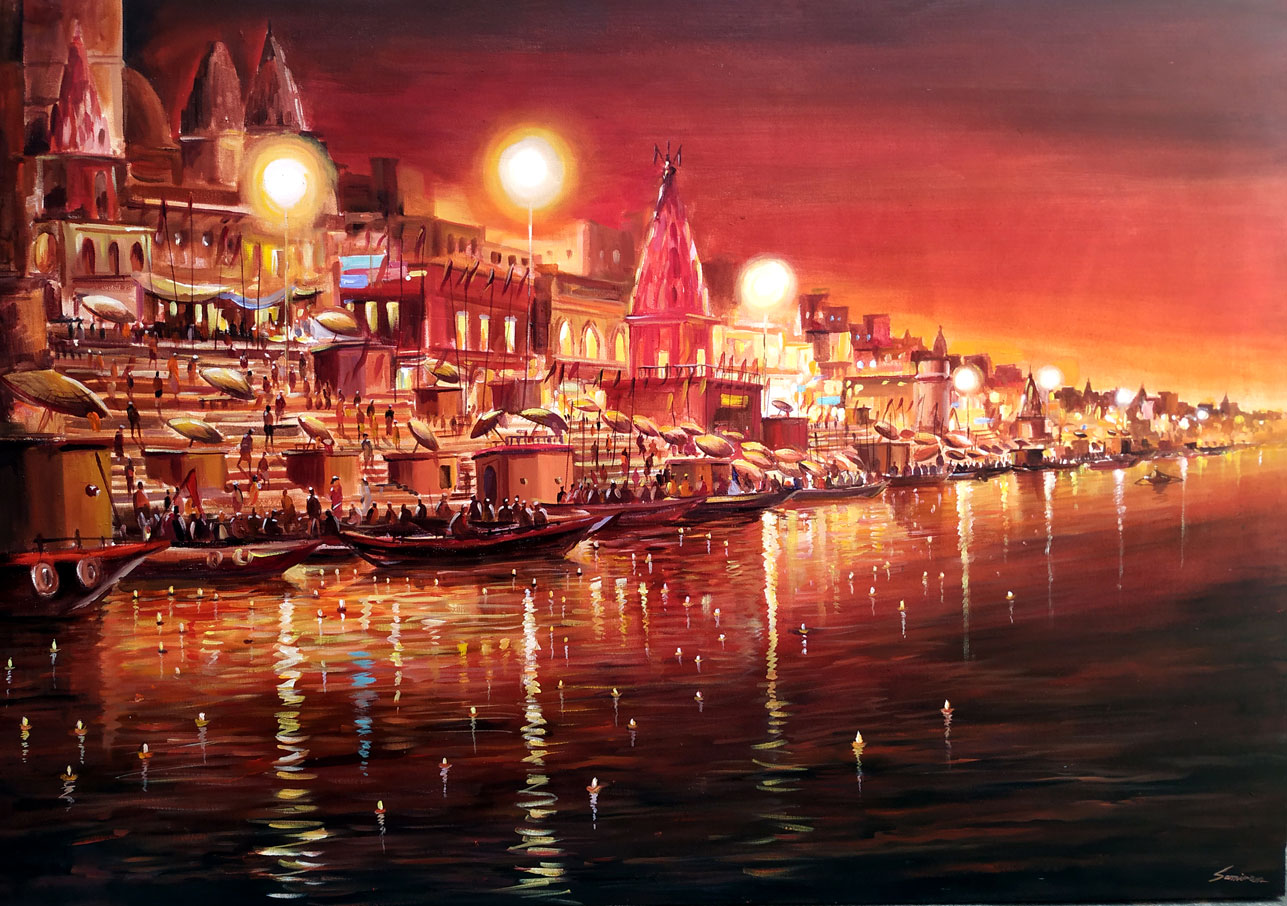 Beauty of Night Varanasi Ghats SMR205