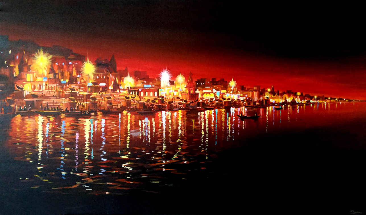 Night Reflection in Varanasi SRM207